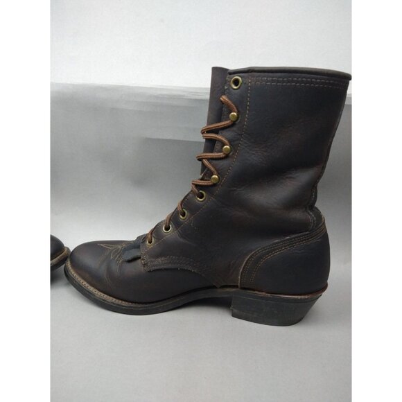 Abilene Leather Lace Up Western Packer Kiltie Boots Men's 7.5 D (Womens Size 10) - Picture 11 of 16